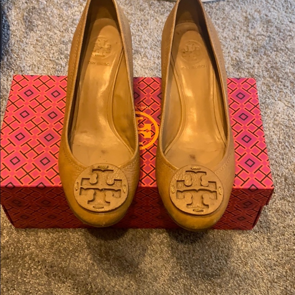 Tory Burch tan wedge heel